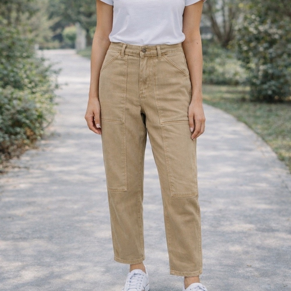 Everlane The Utility Cheeky Jean Organic Cotton Tan Desert Clay High Rise 28